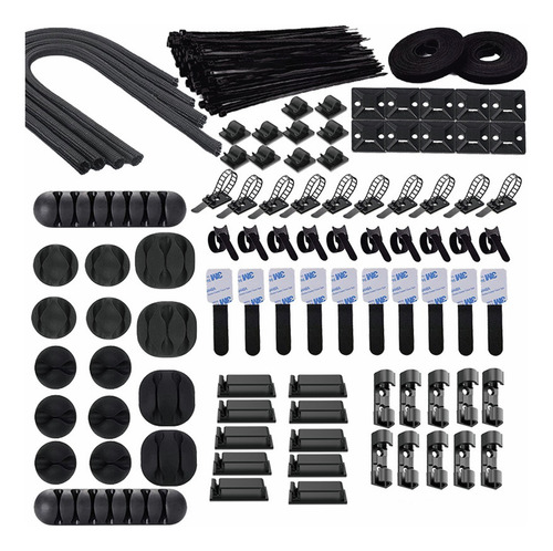 Kit Organizador Cables Negro Aplica A Oficina Hogar 192 Pcs 