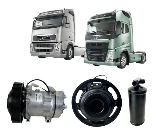 Compressor Volvo Fh 7h15 Polia 8pk + Filtro Secador Volvo