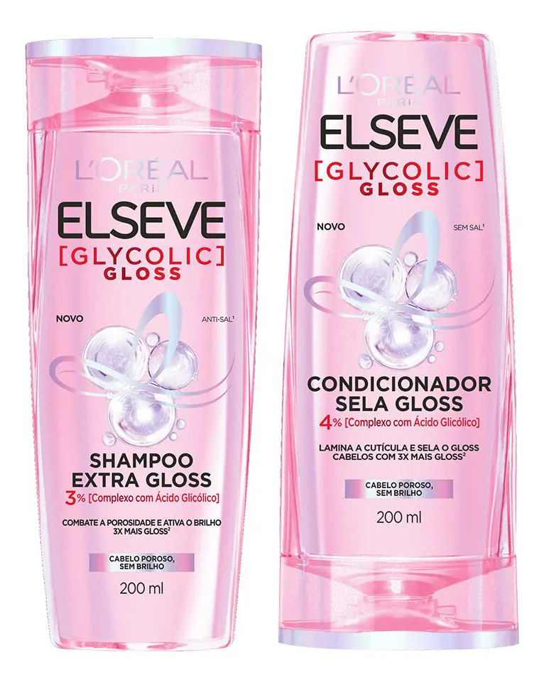 Kit Elseve Glycolic Gloss Shampoo + Condicionador 200ml