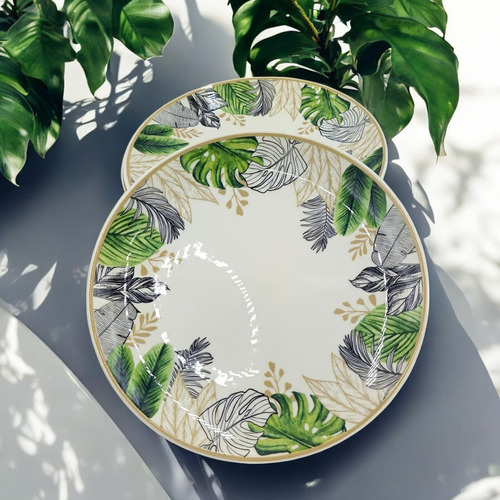 Plato Trinche Redondo Corona Mod. Natural De 26cm 6 Piezas