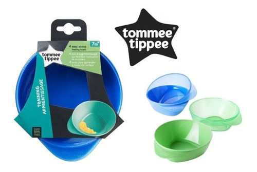 Kit 4 Pratos Fundos Easy Scoop Azul - Tommee Tippee