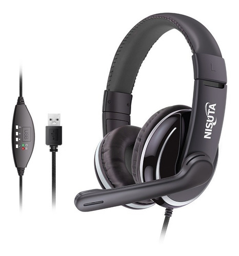 Imagen 2 de 3 de Auriculares Gaming Nisuta Nsau60 Microfono Usb Pc Laptop