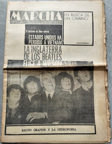  1966 Uruguay Beatles Fotografia En Tapa Semanario Marcha 