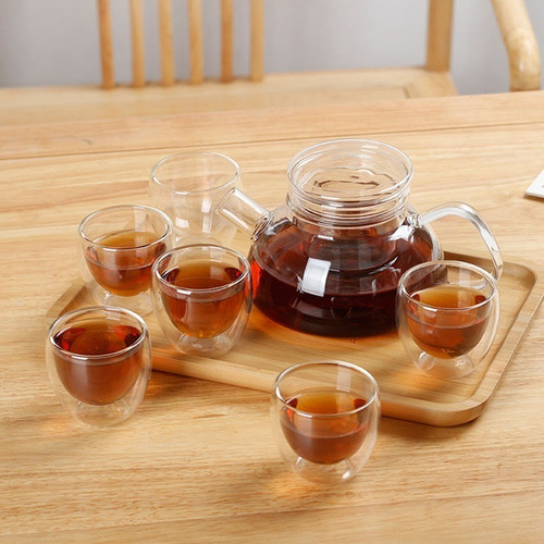 Set 6 Tazas Doble Pared De Vidrio 80ml Café, Ideal Regalo!