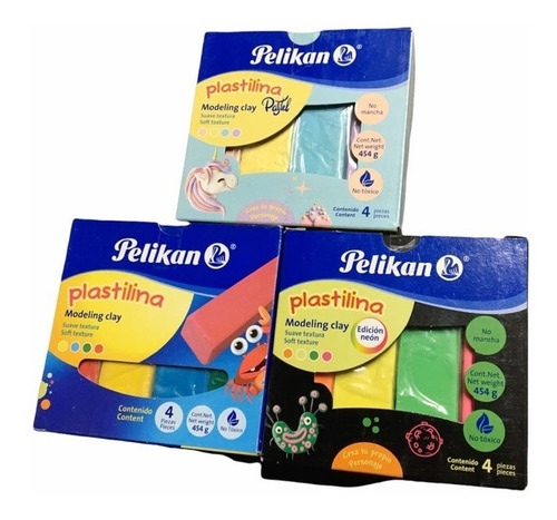 Kit De Plástilina Pelikan 4 Neón + 4 Pastel 