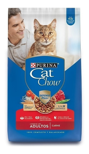Imagen 1 de 1 de Alimento Cat Chow Defense Plus para gato adulto sabor carne en bolsa de 24kg