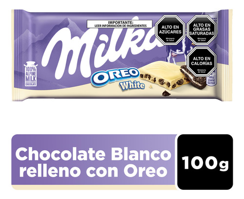 Chocolate Milka® Blanco Relleno Con Oreo® Y Crema 100g