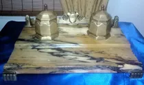 Comprar Escribania Antigua. Mármol Arabescato Y Bronce. 