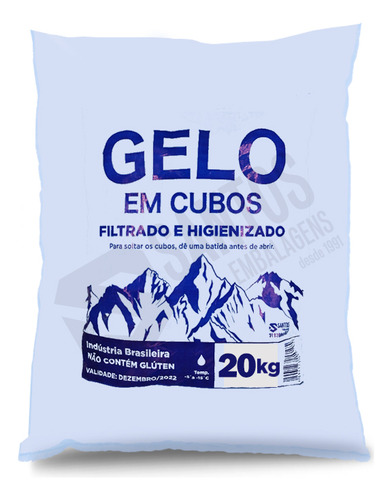 Saco P Gelo Azul Celeste 20kg C/código De Barra C/250