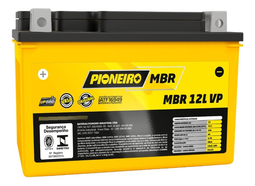 Bateria Moto Pioneiro Mbr12lvp 12v 10.1a/h