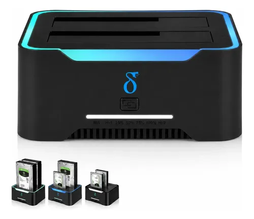 Dock Station Dual Usb3.0 Rgb Leitor Hd Ssd Sata 2.5 E 3.5
