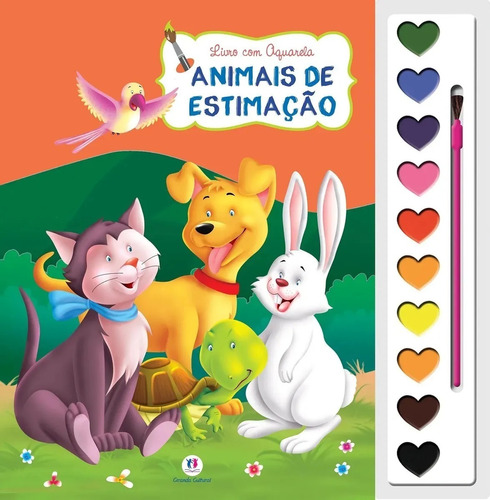Livro Aquarela Animais Estimação Pincel Colorir Infantil