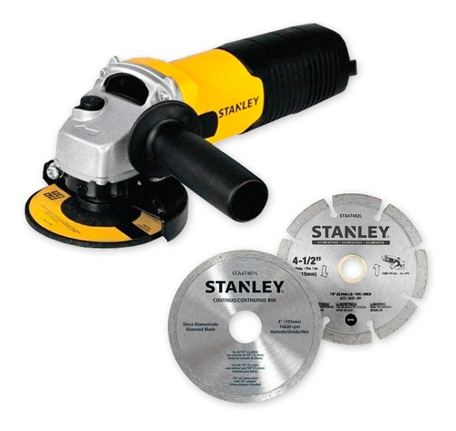 Mini Esmeril Angular Stanley 4-1/2 1050w + Caja + 2 Discos