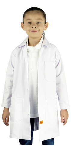 Imagen 2 de 8 de Bata De Laboratorio Blanca Niño Infantil 100% Algodón 4 A 16