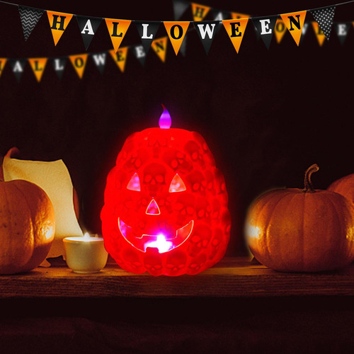 Set De Luces Nocturnas Decoradas Con Calaveras De Calabaza P