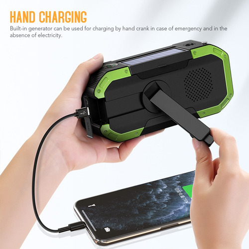 Radio De Manivela Emergency Sun Power, 5000 Mah, Naranja