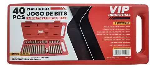 Jogo De Ferramentas 40 Pçs Bit Crv Torx Allen Multidentado