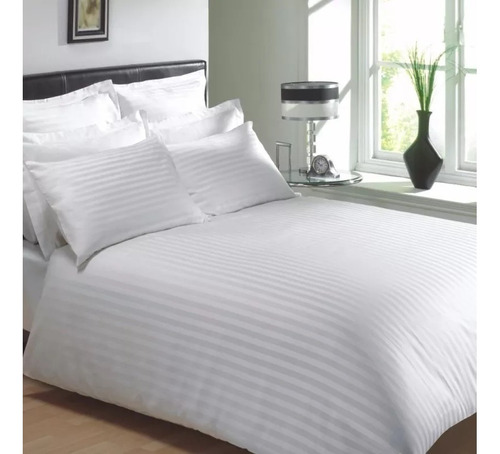 Duvet Cover Blanco 250 Hilos Y 144 Hilos King Diseño De La Tela Rayado/liso