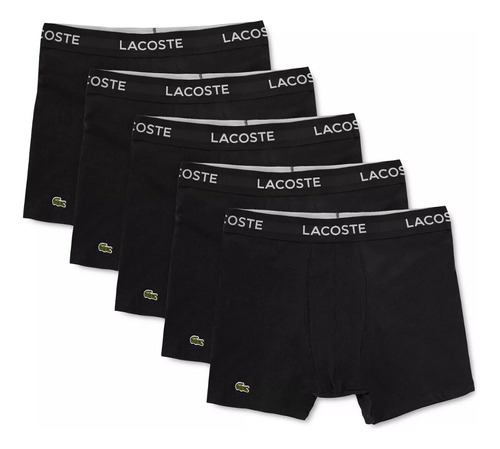 Boxer Hombre Pack 5 Algodón Lacoste Original Comodo Negro L