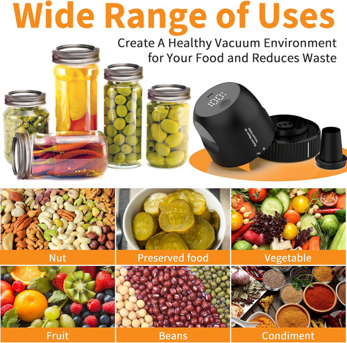 Kit De Sellado Al Vacío Para Tarros Mason Jar 3 En 1, Sellad