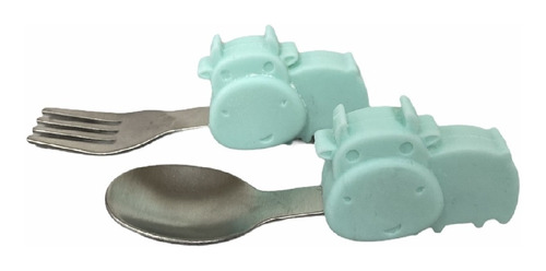 Set Cuchara+tenedor Bebé  Portátil Diseño De Vaca