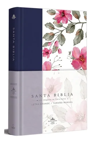 Biblia Reina Valera 1960 Letra Grande Azul Con Flores