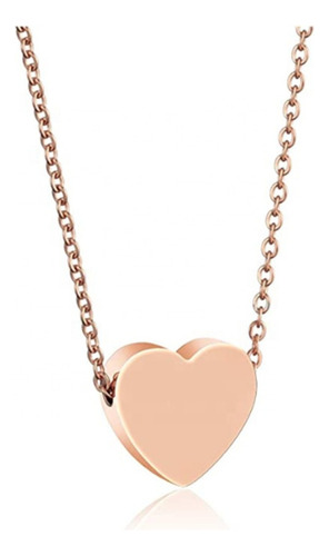 Imagen 1 de 7 de Collar Mujer Corazón Mini Minimalista Acero Dorado Rosa Moda