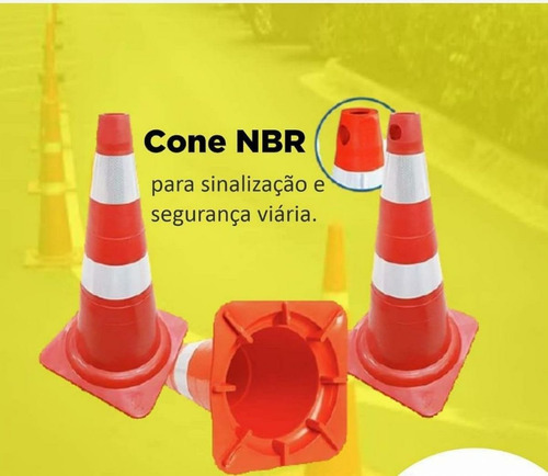 Kit 15 Cone Flexível 75cm Laranja Refletivo Norma Nbr 15071