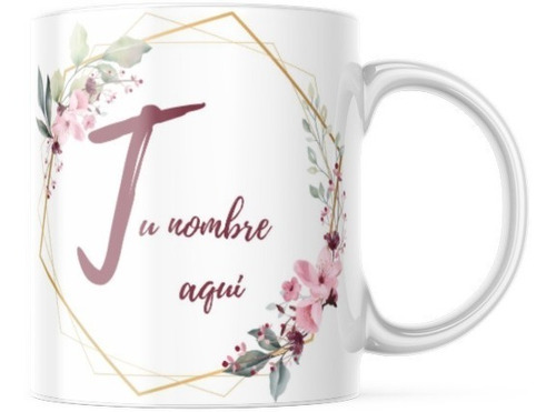 Taza Café Nombre Personalizado Vintage Retro Flores 11 Oz