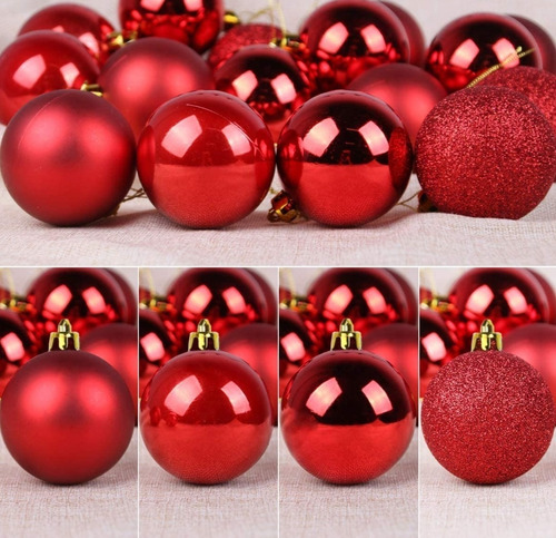 12 Esferas Plásticas Paquete Colores Navideños