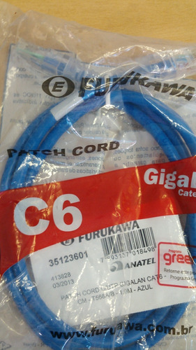 Cabo Patch Cord Cat6 /utp Gigalan T568a/b 1,5m