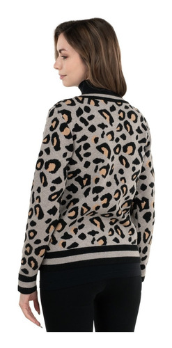 Sueter Abierto Tejido De Punto, Animal Print, Estrech.