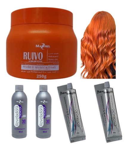  Kit Coloração Cabelo 1 Tinta 1 Ox 1 Matiz 250g Profissional Tom Ruivo Acobreado Nº 8.44