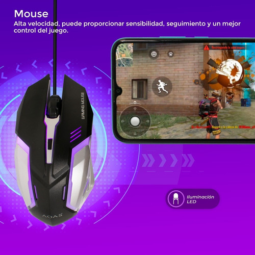 Imagen 7 de 7 de M-1200 Kit De Mouse Y Teclado Para Juegos Pc Y Móvil Led