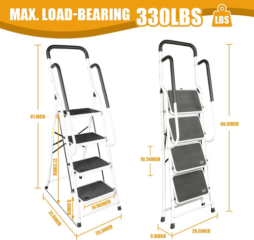 Atrjz9034xb - Escalera Plegable De 4 Escalones De 400 Libras