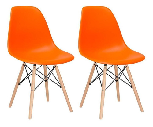 Kit 2 Cadeiras Charles Eames Cozinha Wood Eiffel Dsw Av Cor da estrutura da cadeira Laranja