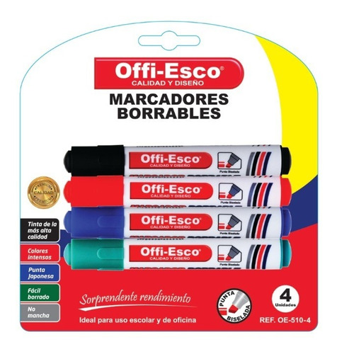 Marcador Borrable X 4  Colores Oe- 510 