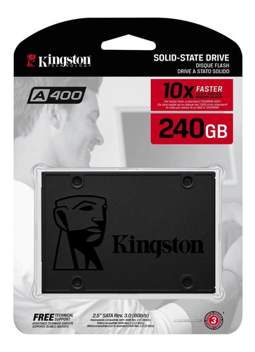 Imagen 3 de 3 de Disco Sólido Interno Kingston Sa400s37/240g 240gb Negro