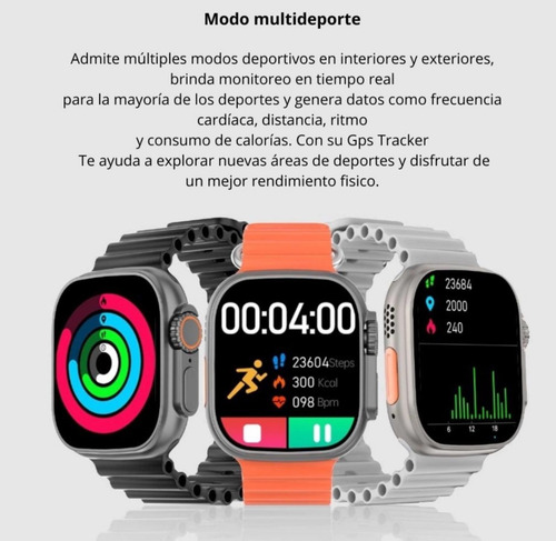 Smartwatch Reloj Inteligente Dt N0.1 Dt8 Ultra Doble Correa Plateado Deportiva Naranja Naranja