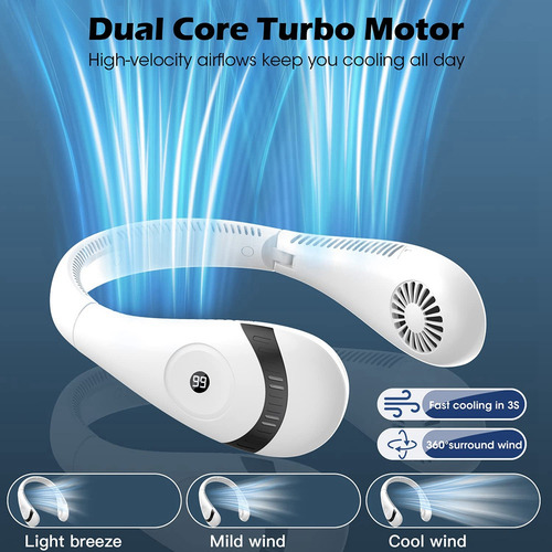 Ventilador De Cuello Portátil, Pantalla Led Plegable, Ventil