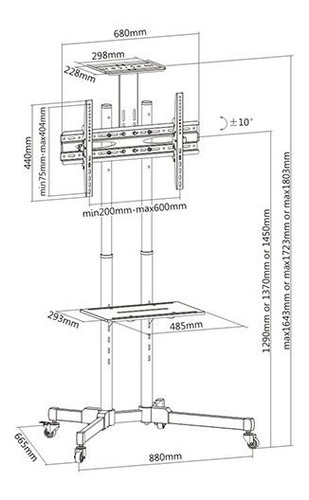 Imagen 5 de 5 de Soporte Pedestal Televisor Hasta 65 Pulgadas