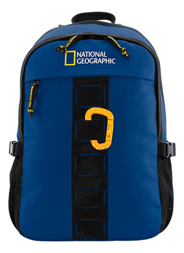 Mochila C/sistema Bloqueo Poliester National Geographic Color Azul Diseño De La Tela Liso