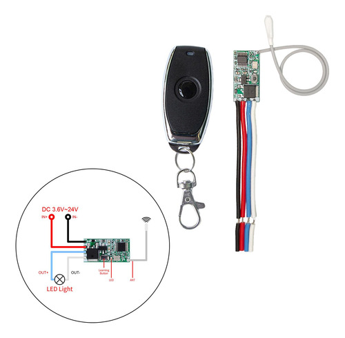Mini Interruptor De Control Remoto Inalámbrico Rf 433mhz 12v