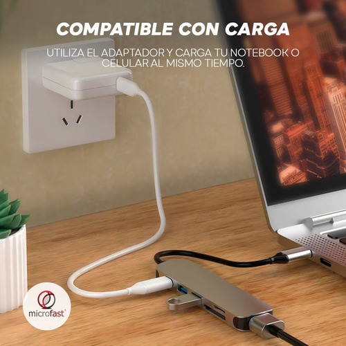 Imagen 4 de 9 de Adaptador Usb C Para Celular Macbook Pro Air Hdmi 4k 6 En 1