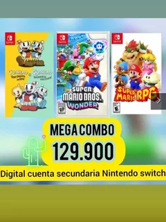 Combo Juegos Nintendo Switch Super Mario Bros Wonder Cuenta
