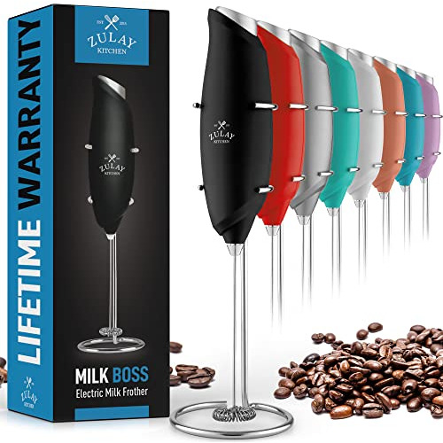 Zulay One Touch Milk Frother Handheld Foam Maker Lattes...