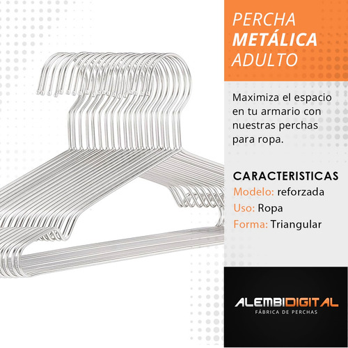 Pack X 50 Perchas Slim Metal Inox Reforzada Cromada Premium