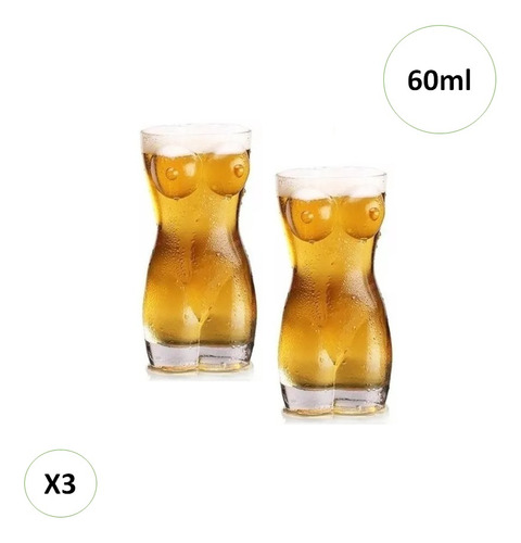 Pack X2 Shot 60ml Cuerpo Mujer Vasos De Vidrio Vasos Tequila