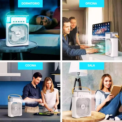 Ventilador Humidificador De Escritorio Con Luz Led - 2 En 1 Negro