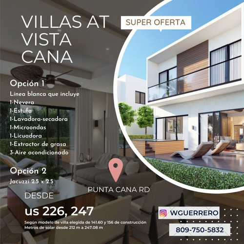 Villas Punta Cana 156mt2 Y 141.40 De Const. At Vista Cana Residence 2 Opciones A Elegir Incluido Jacuzzi Ó Linea Blanca 